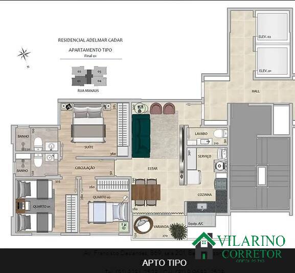 Apartamento à venda com 3 quartos, 74m² - Foto 2